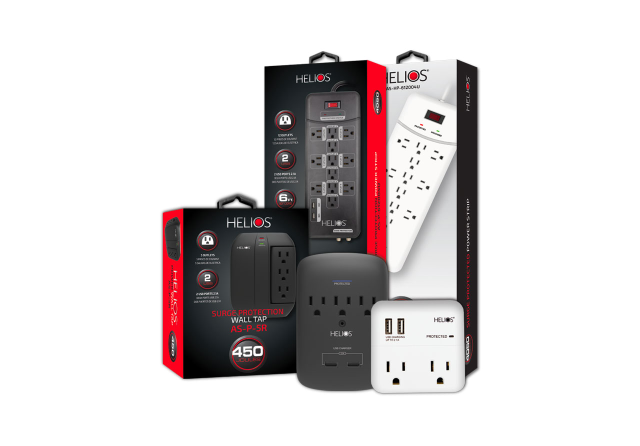 Helios surge protector range and packaging